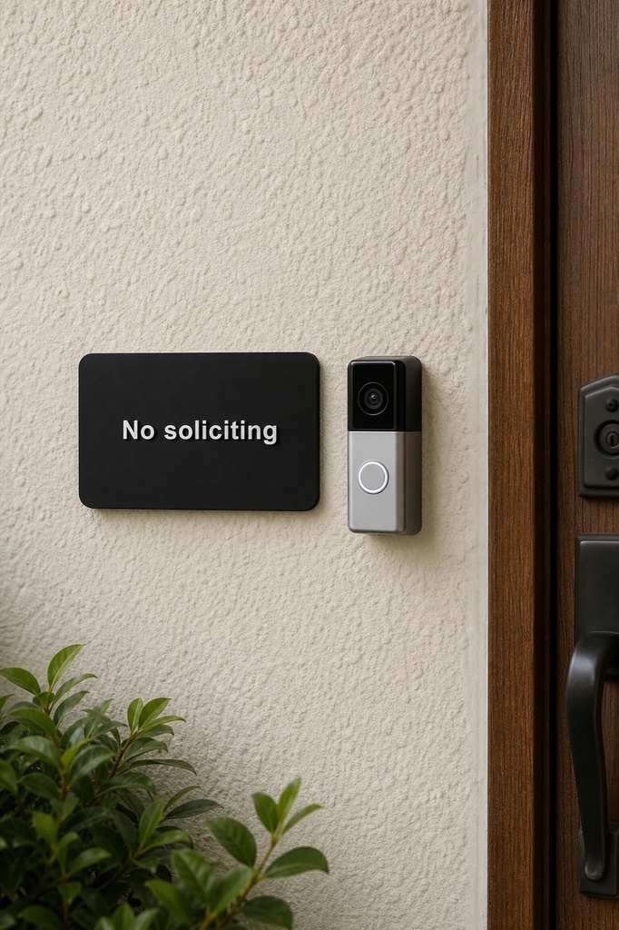 08-no-soliciting-sign-classic-one-line-beside-doorbell