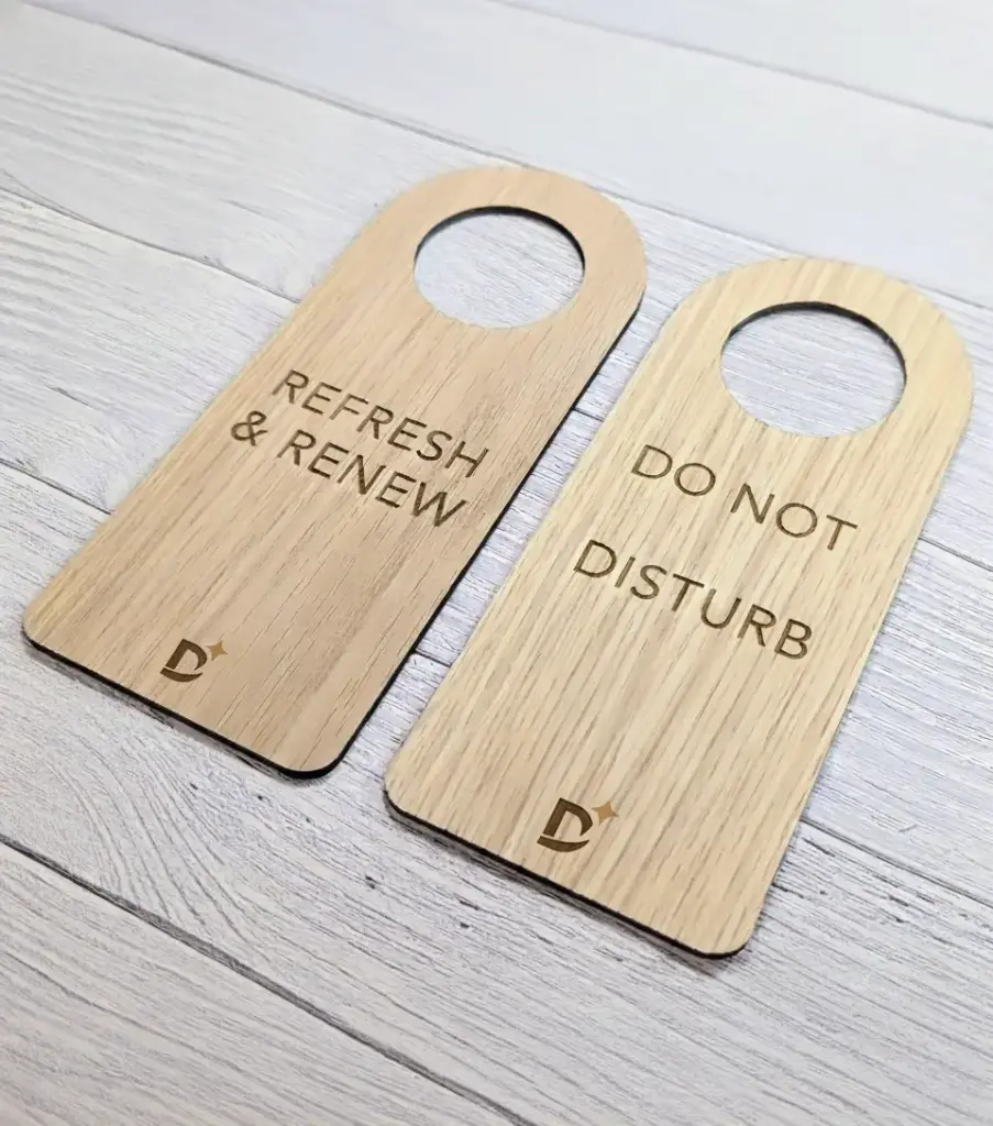 Wooden Hotel Door Hangers | Do Not Disturb & Please Clean Room Signs (TruFlat Maple)