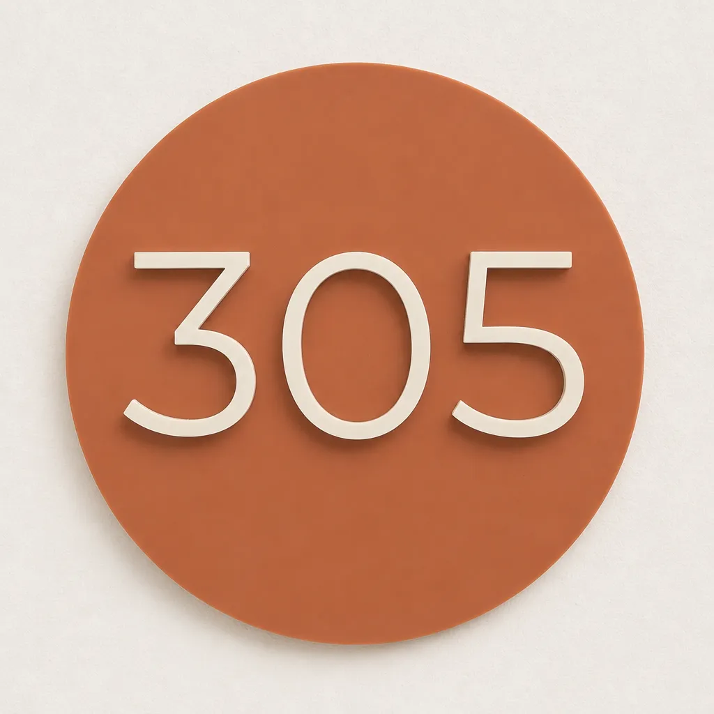 Custom Door Number Sign, Modern Round Acrylic Room Number Plaque for Hotel Office Apartment