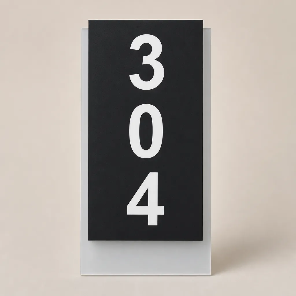 Door Number Sign, Engraved Black Acrylic Plaque, Apartment Unit Room Hotel Office Airbnb Plate