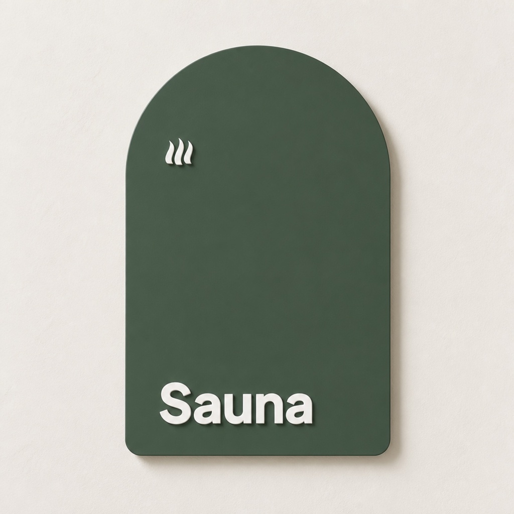 [RP-S-SAGE] Custom Arch Room Sign, Matte Acrylic, 4x6 or 6x9 in, Raised Letters, 8 Colors (Small 4 x 6 in, Dark Sage Green)