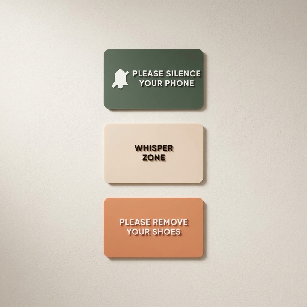 [RMP-1-SAGE] Custom Spa Reminder Sign, Matte Acrylic 5x3 in, Raised Letters, Single or Set of 3 (Single, Dark Sage Green)