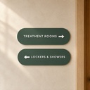 Custom Spa Directional Sign, Matte Acrylic 8x2.5 in, Raised Letters and Arrow, 8 Colors