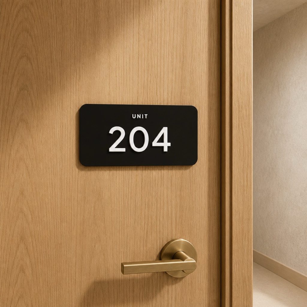 [UNP-L-1-SAGE] Custom Unit Number Sign, Matte Acrylic 8x3.8 in, Raised Digits, 8 Colors, Single or Sets (Single, Dark Sage Green)