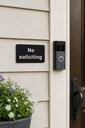 Engraved No Soliciting Plaque, Black and White Acrylic Door Sign (5x3 in)