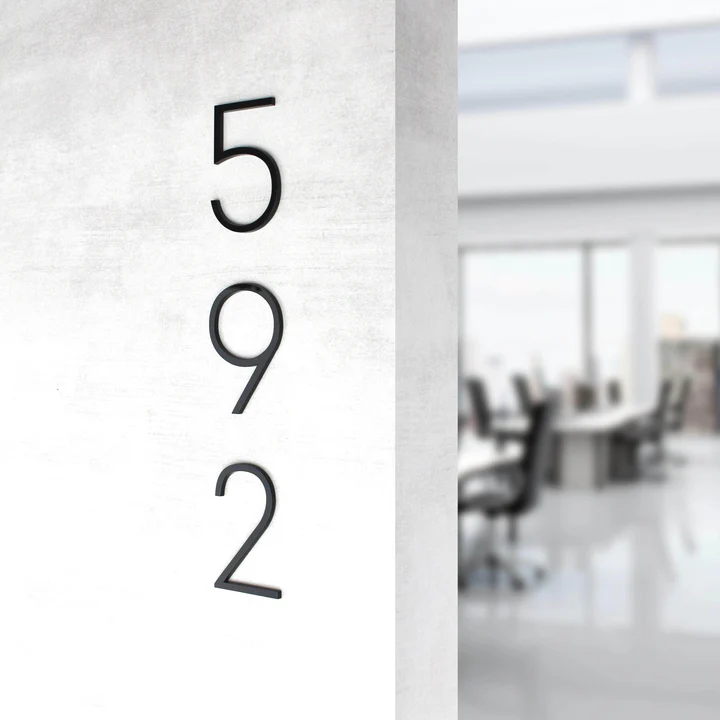 Acrylic Interior Door Numbers - "Thin" Design (price for one symbol) (Black Cast, height 3.9"/100mm)