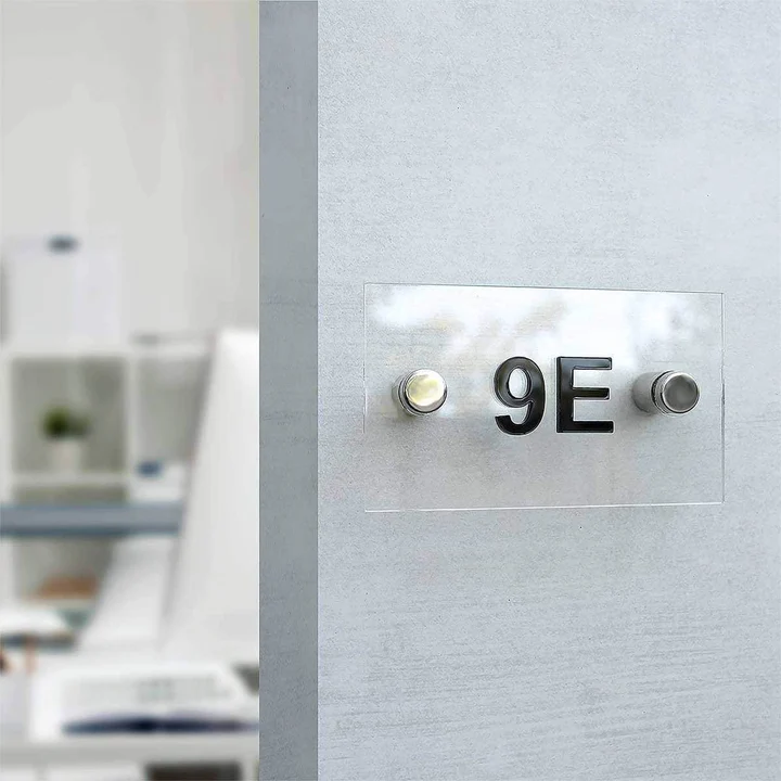 Acrylic Room Number Sign — "Classic" Design (3.9x2.4” / 100x60mm)
